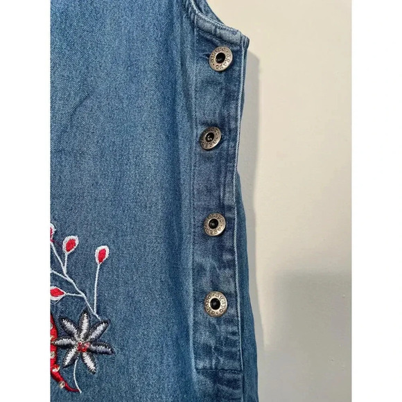 Vintage Agapo Denim Floral Embroidered and Bedazzled Midi/Maxi Dress - Picture 4 of 8